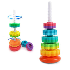 LUCKFUTURE spinning stacking toy front view to stimulate fine motor skills