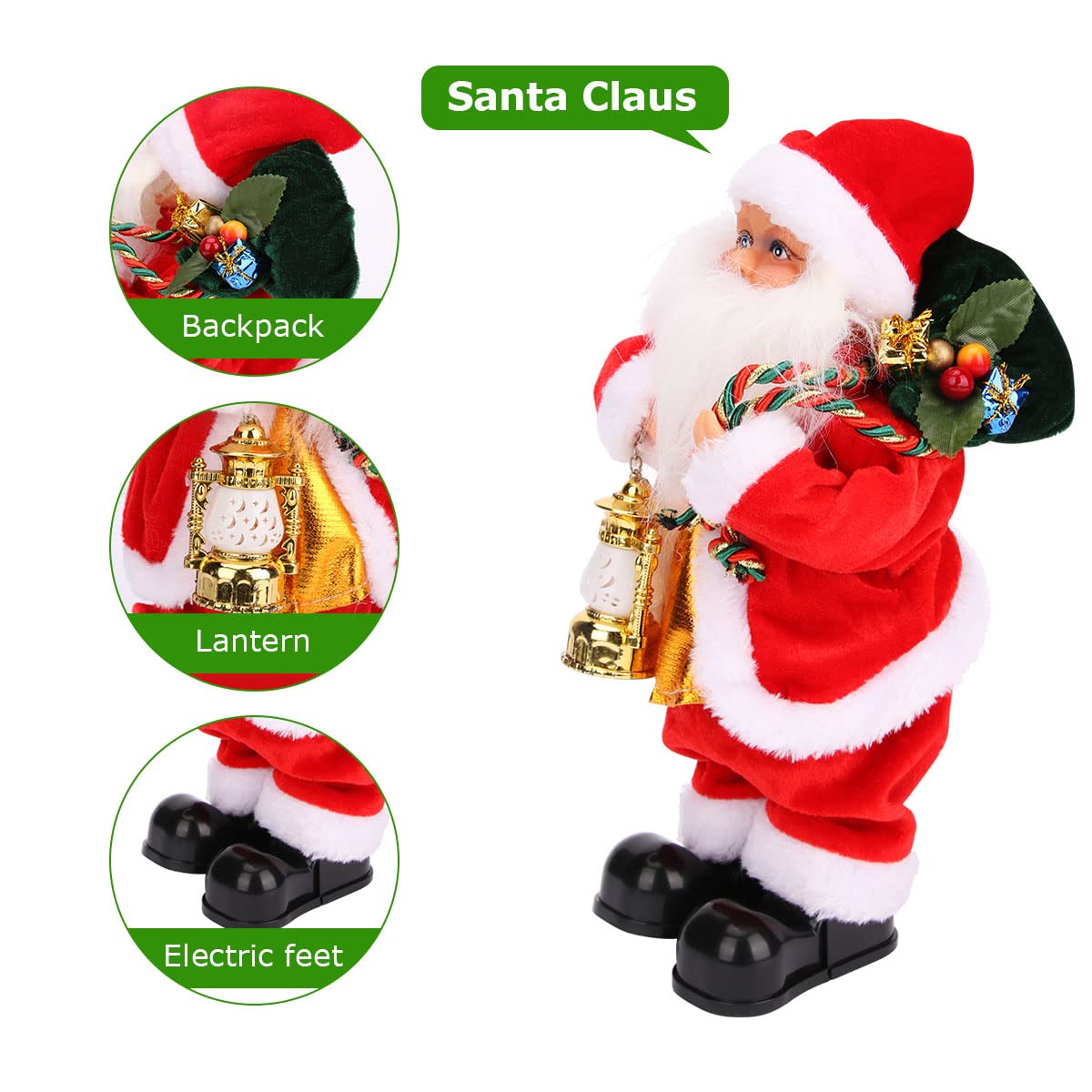 Luckit Santa backpack detail adds charming holiday flair.