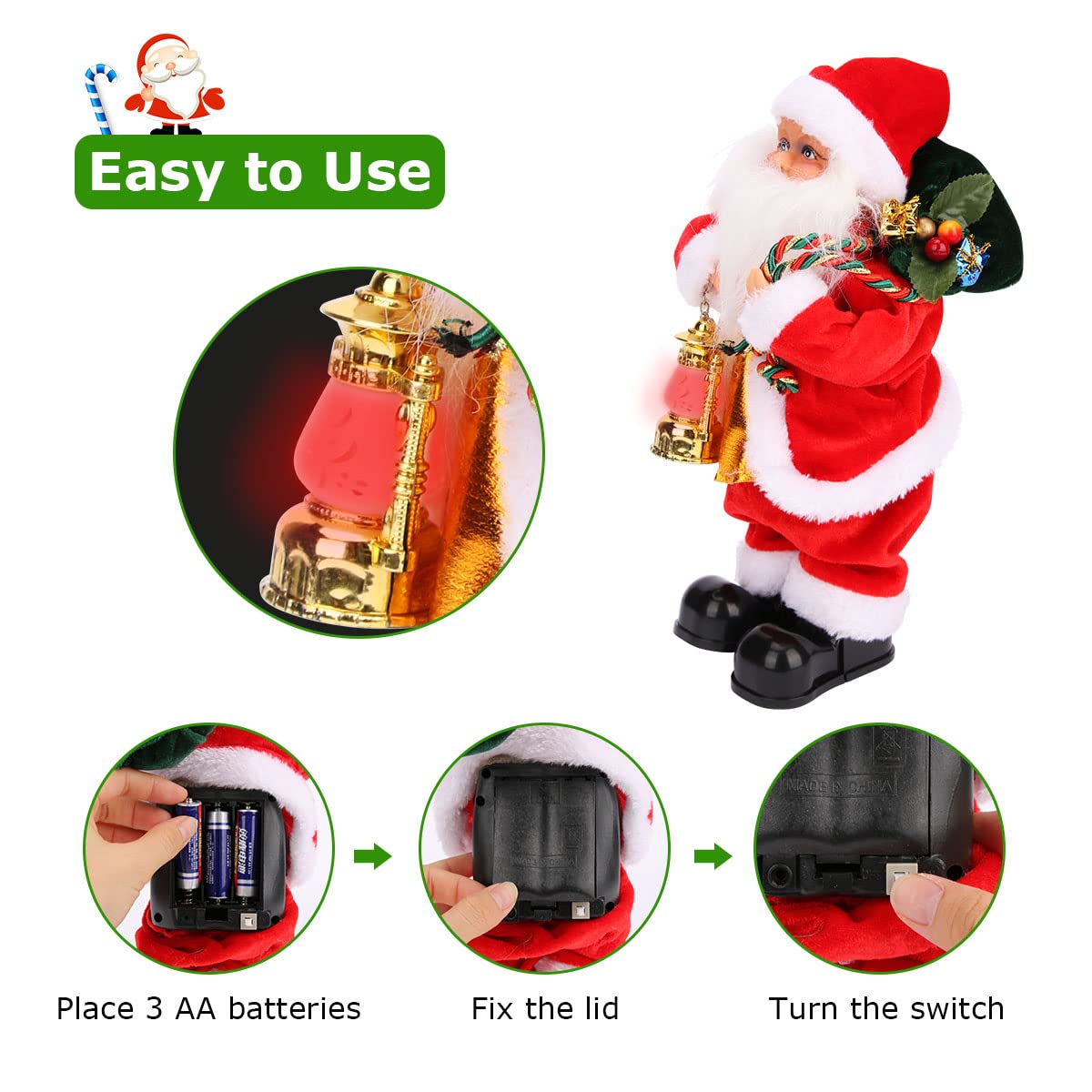 Luckit Santa with festive hat bells produces cheerful sounds.
