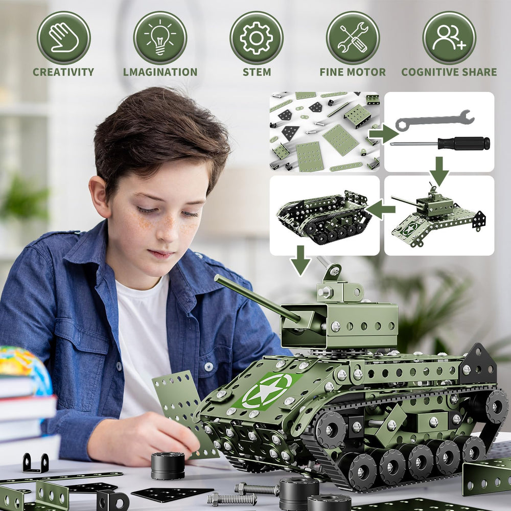 Lucky Doug Army Tank instruction sheet guides independent building clearly.