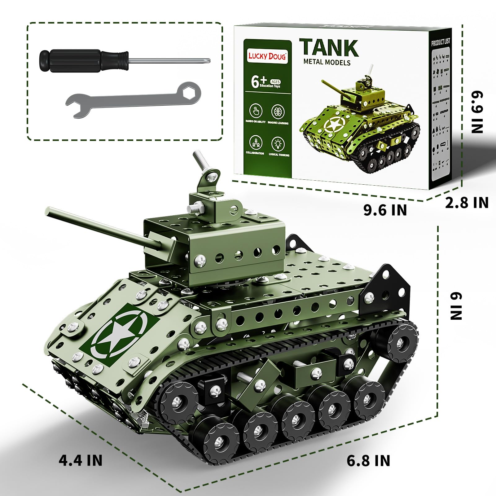 Lucky Doug Army Tank wheels closeup reveals smooth glide motion.