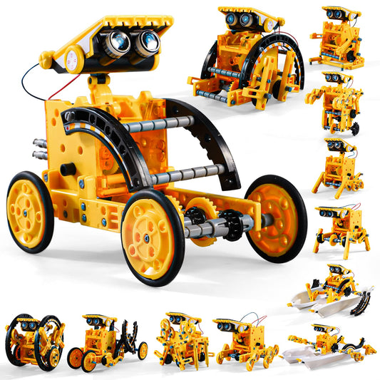 Lucky Doug solar robot kit parts laid out for building and planning