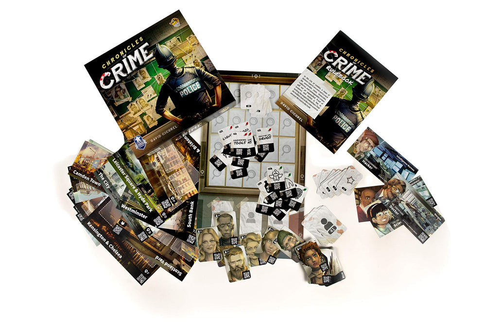 Smartphone app interface used with Chronicles of Crime to reveal virtual leads
