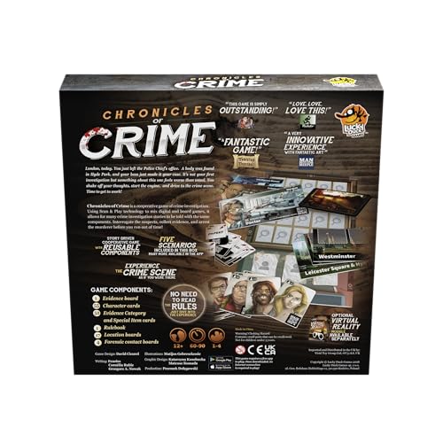 Chronicles of Crime evidence cards arranged for quick clue gathering