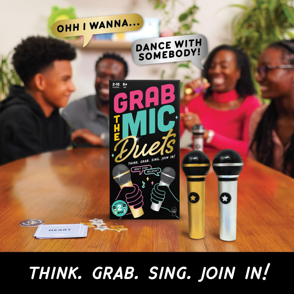 Lucky Egg Grab The Mic Duets includes two microphones for added karaoke fun.
