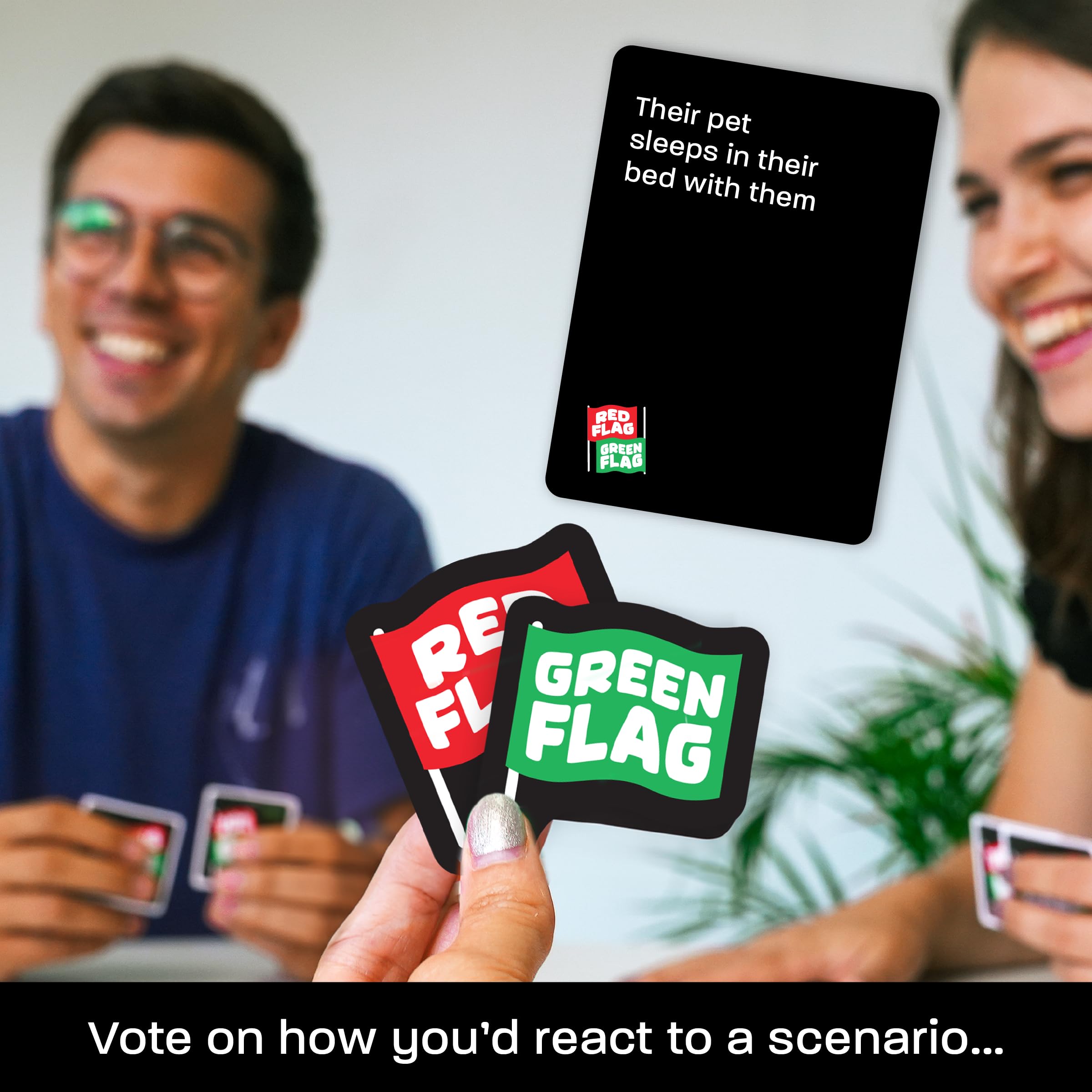 Lucky Egg red and green flags capture moments of playful dating decisions.