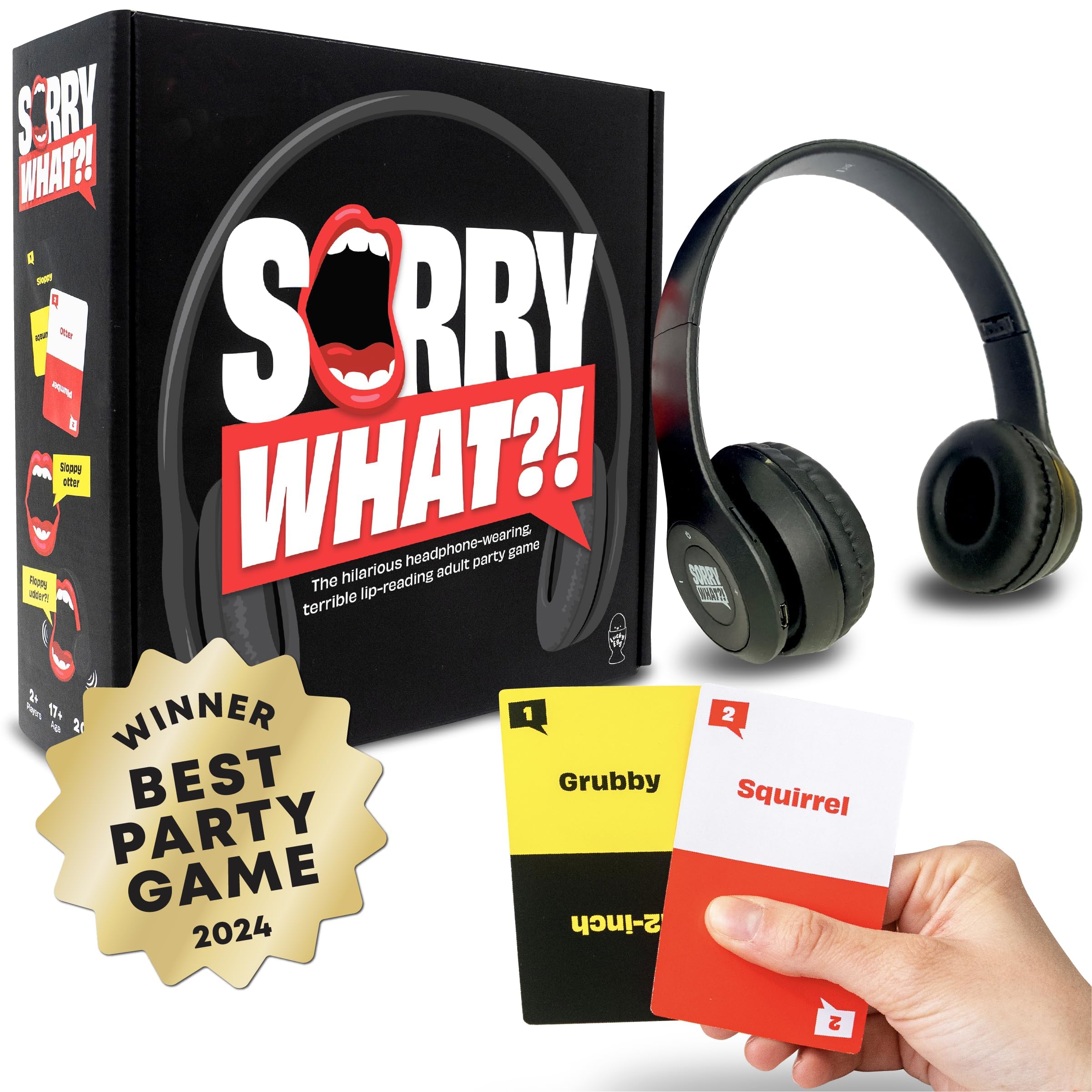 Lucky Egg Sorry What headphones enable quick, humorous lip-reading at parties.
