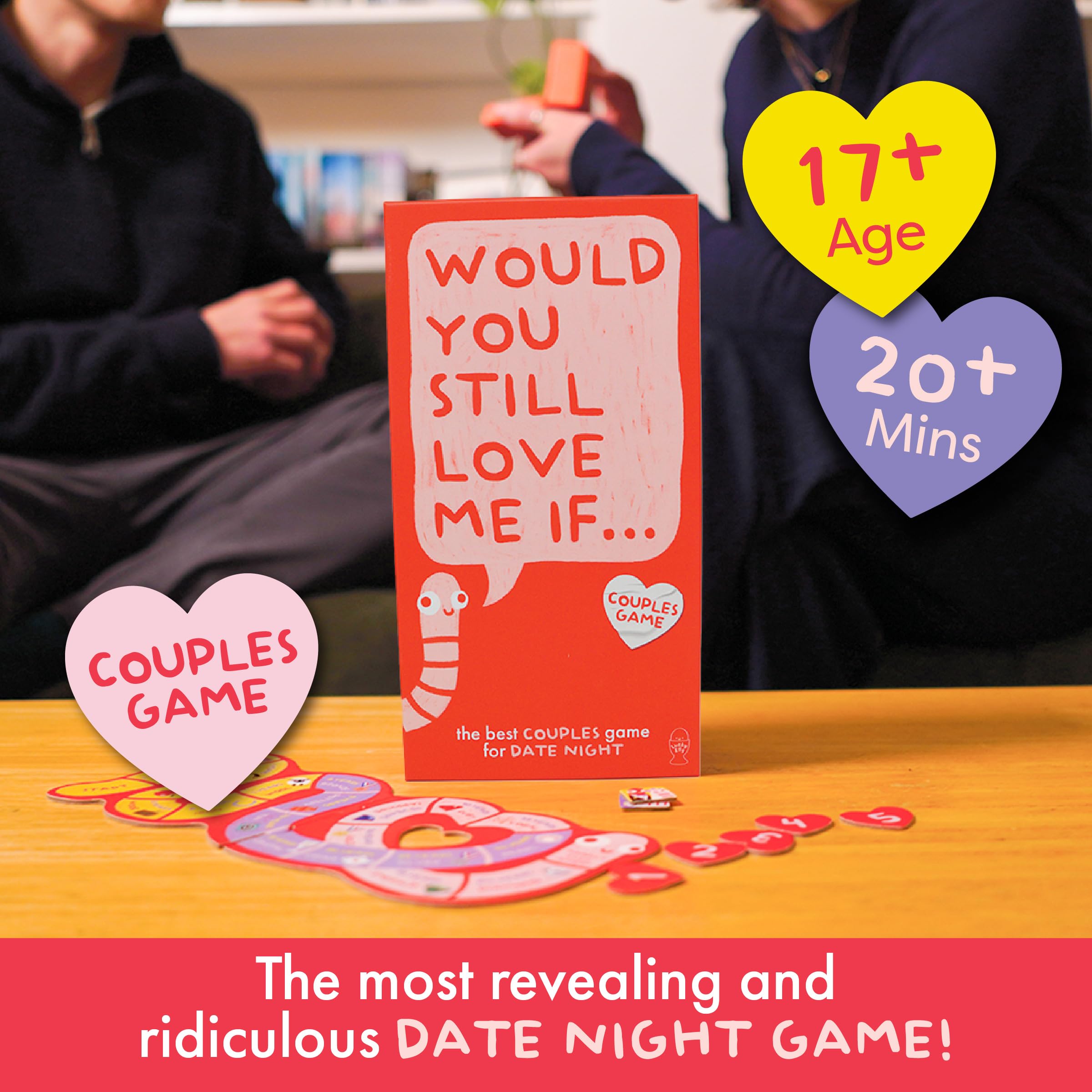 Lucky Egg Would You Still Love Me If couple playing on the couch during date night.