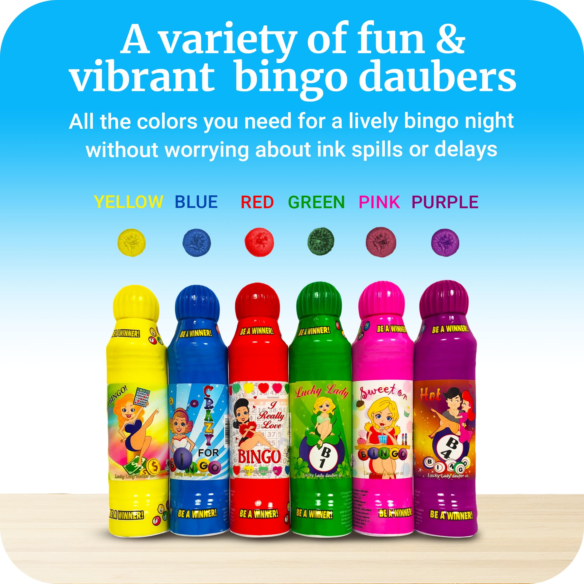 Lucky Lady Bingo Daubers smooth application with sponge-tip for clean, consistent dabs.