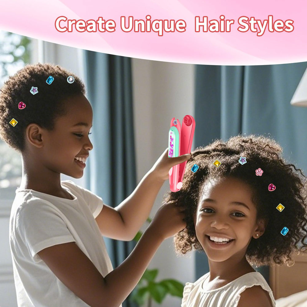 Lucky Mami girl styling with gems demonstrates creative, kid-friendly accessory play.