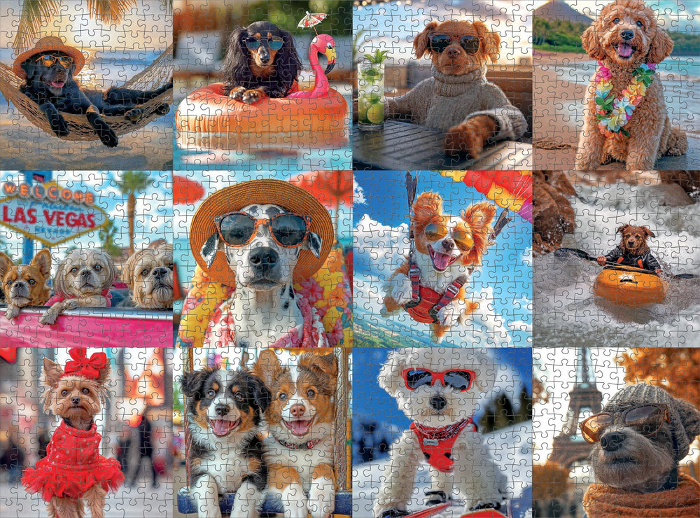 Lucky Puzzles Dogs Gone Wild Vacation Edition Eiffel Tower scene sparks travel-inspired concentration