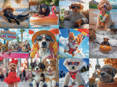 Lucky Puzzles Dogs Gone Wild Vacation Edition Eiffel Tower scene sparks travel-inspired concentration