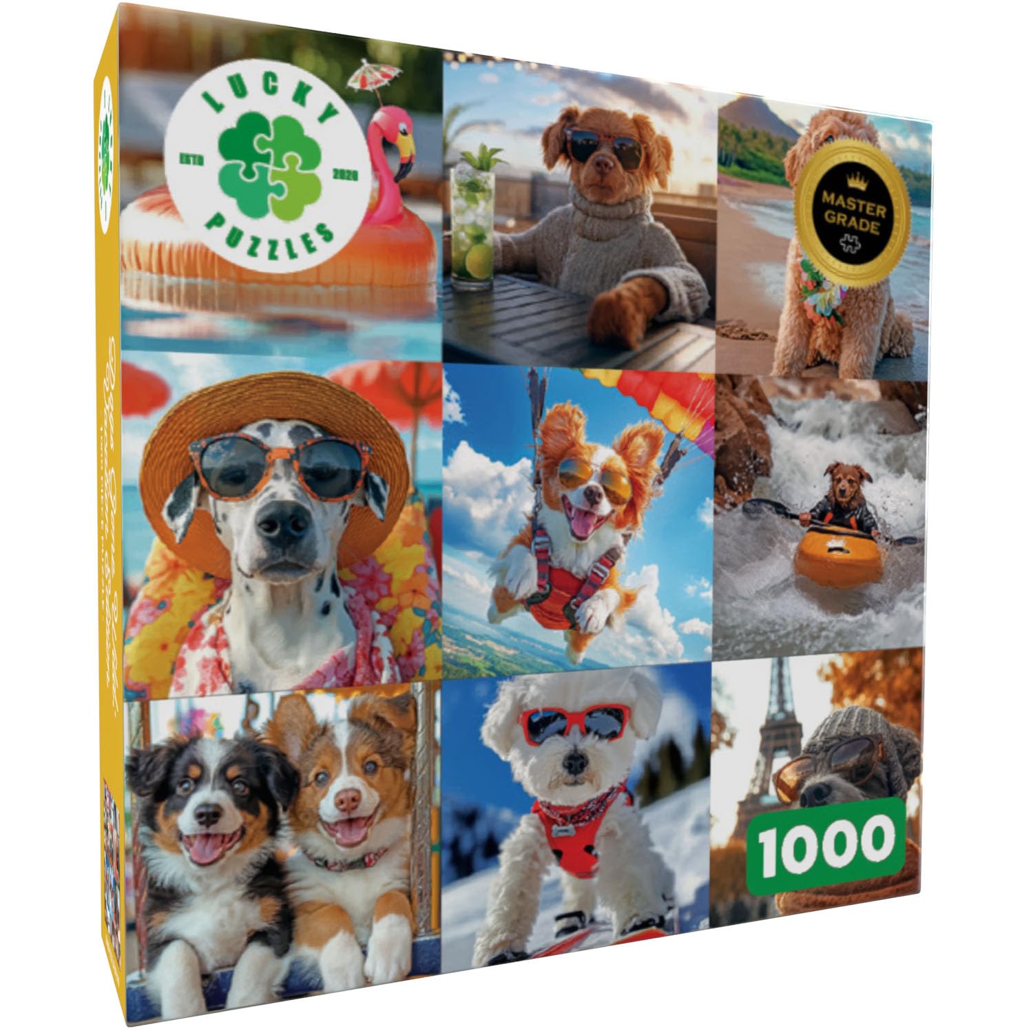 Lucky Puzzles Dogs Gone Wild Vacation Edition skydiving dogs provides a playful escape during puzzle time