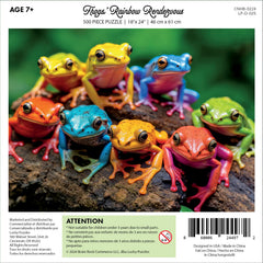 Lucky Puzzles Frogs Rainbow Rendezvous cover image shows colorful frogs to brighten living spaces.