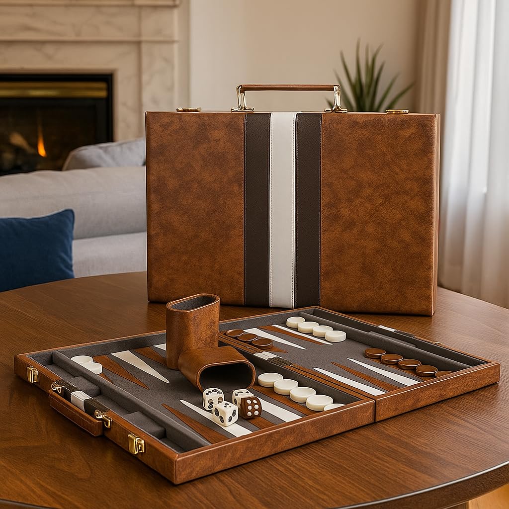 LuckyWish travel-friendly backgammon setup ready to take on the road.