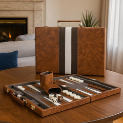 LuckyWish travel-friendly backgammon setup ready to take on the road.