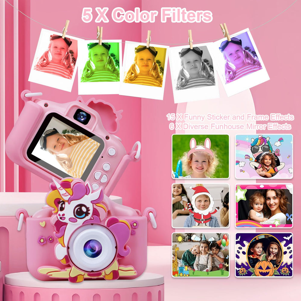 LucLuv Kids Camera includes a 32GB SD card for instant saving.