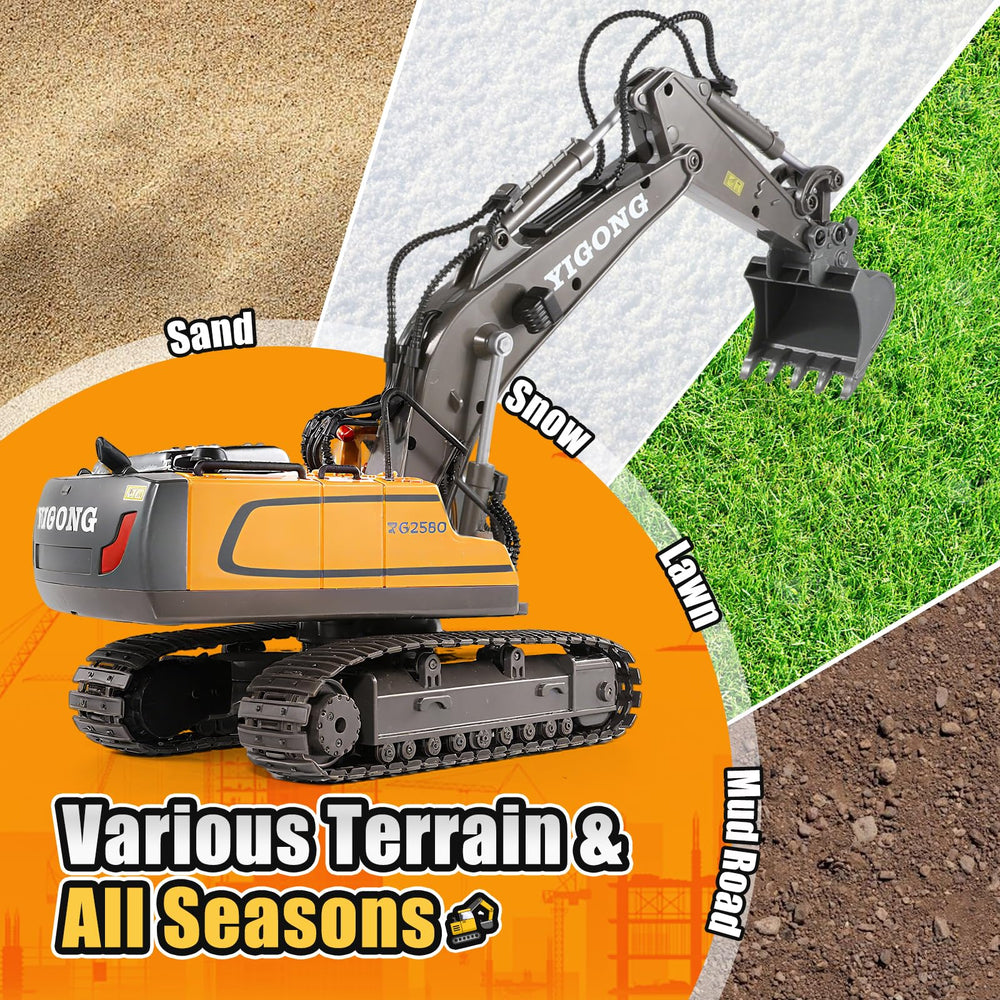 LUDILO outdoor-friendly excavator play on sand, beach, or snow