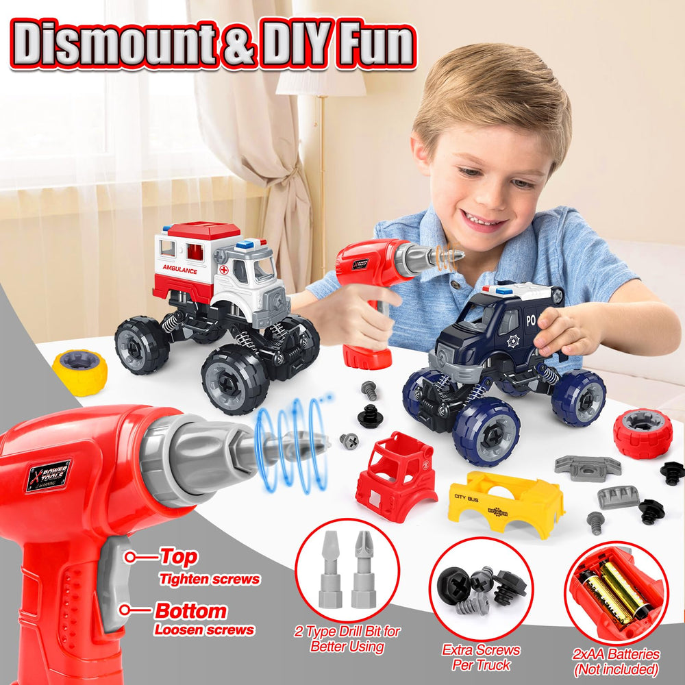 LUDILO fire truck DIY assembly highlights fine motor skills during construction play.