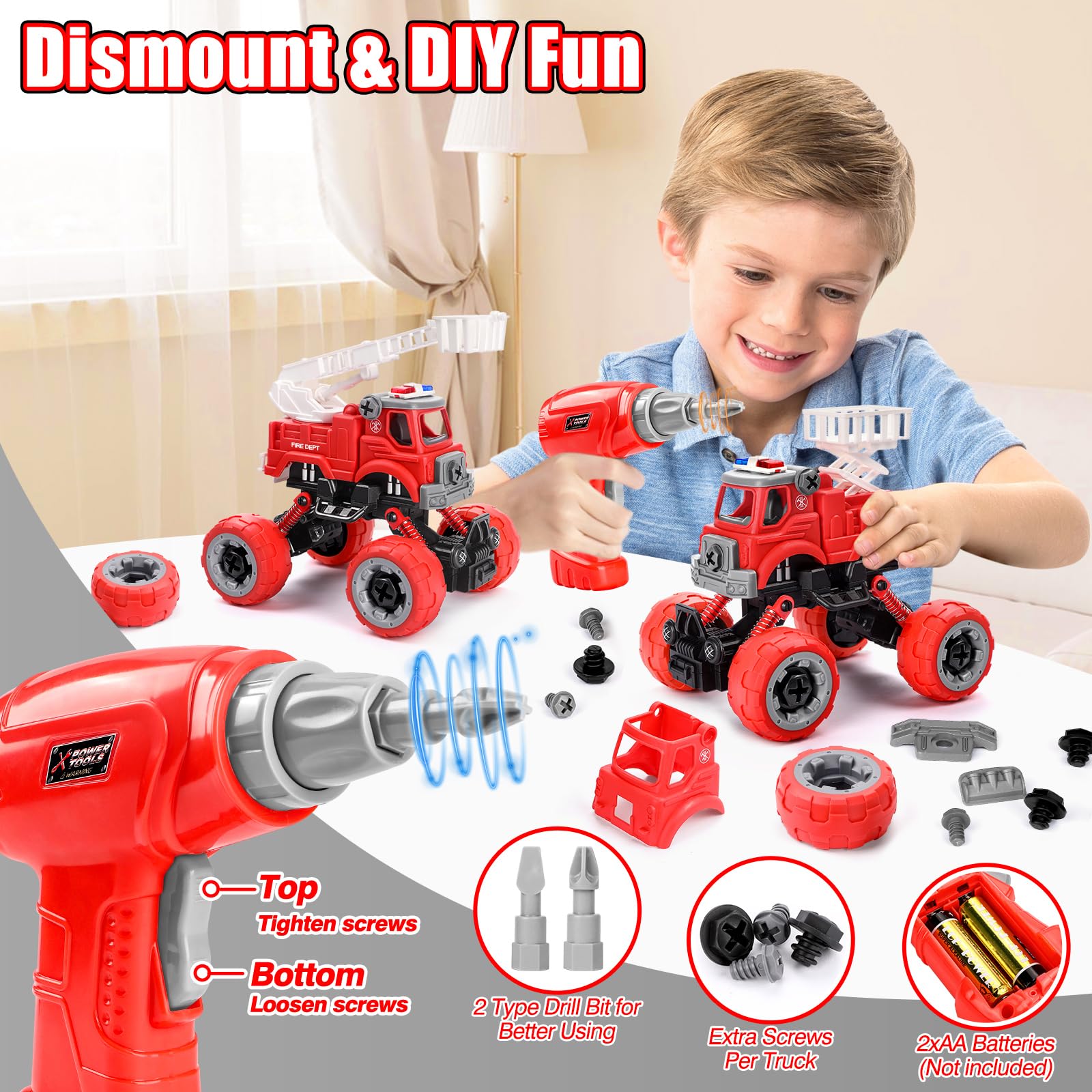 LUDILO electric drill assembly shows kids building motorized play with guidance.