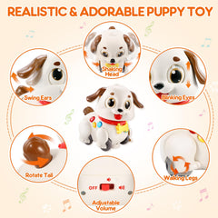 LUDILO puppy blinking eyes to captivate baby attention