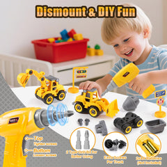 LUDILO toddler assembly bulldozer toy encouraging creative building and collaboration.