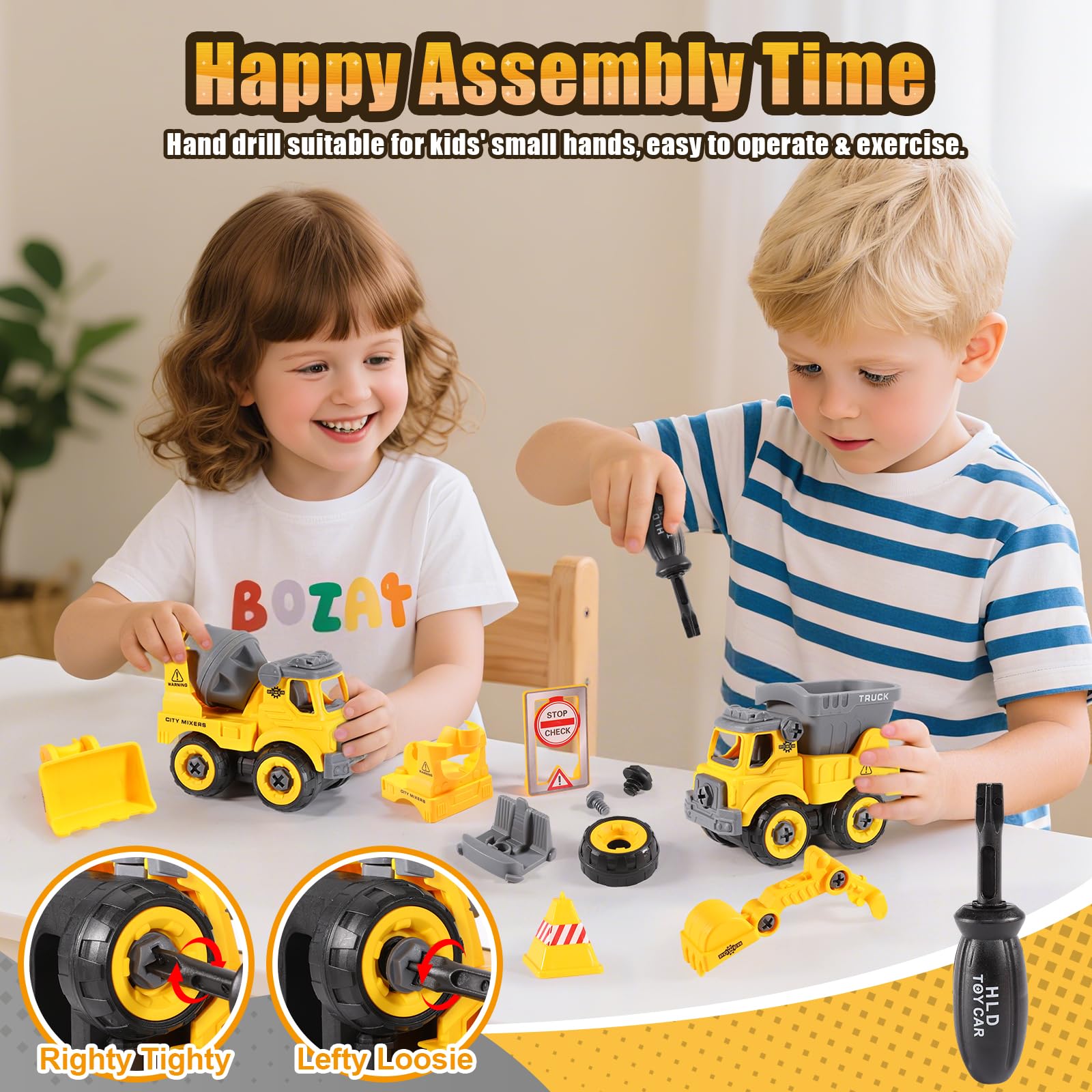 LUDILO toddler assembly dump truck toy promoting hands-on learning and problem solving.