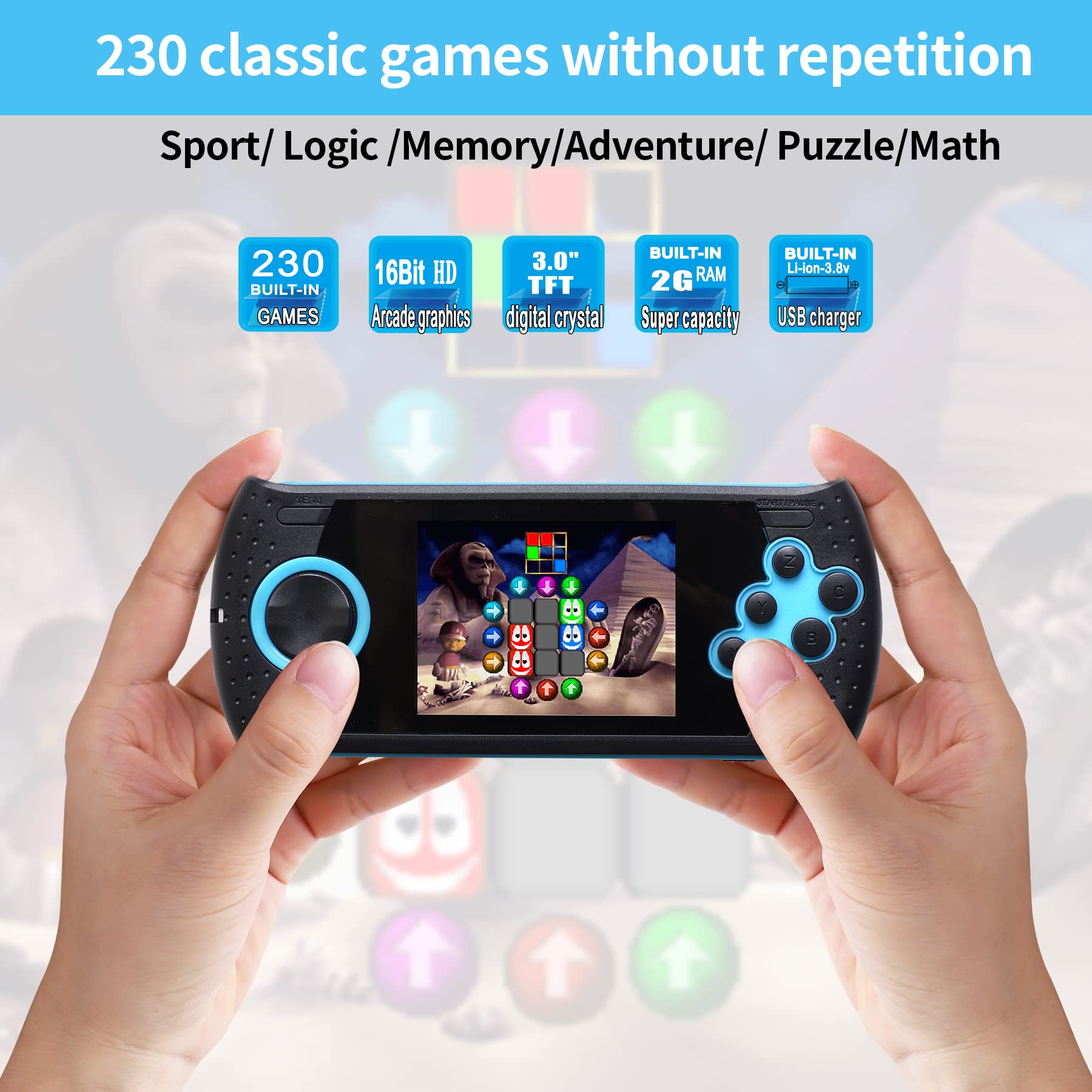 LUHYAUAN 3-inch display close-up showing crisp visuals for kids.