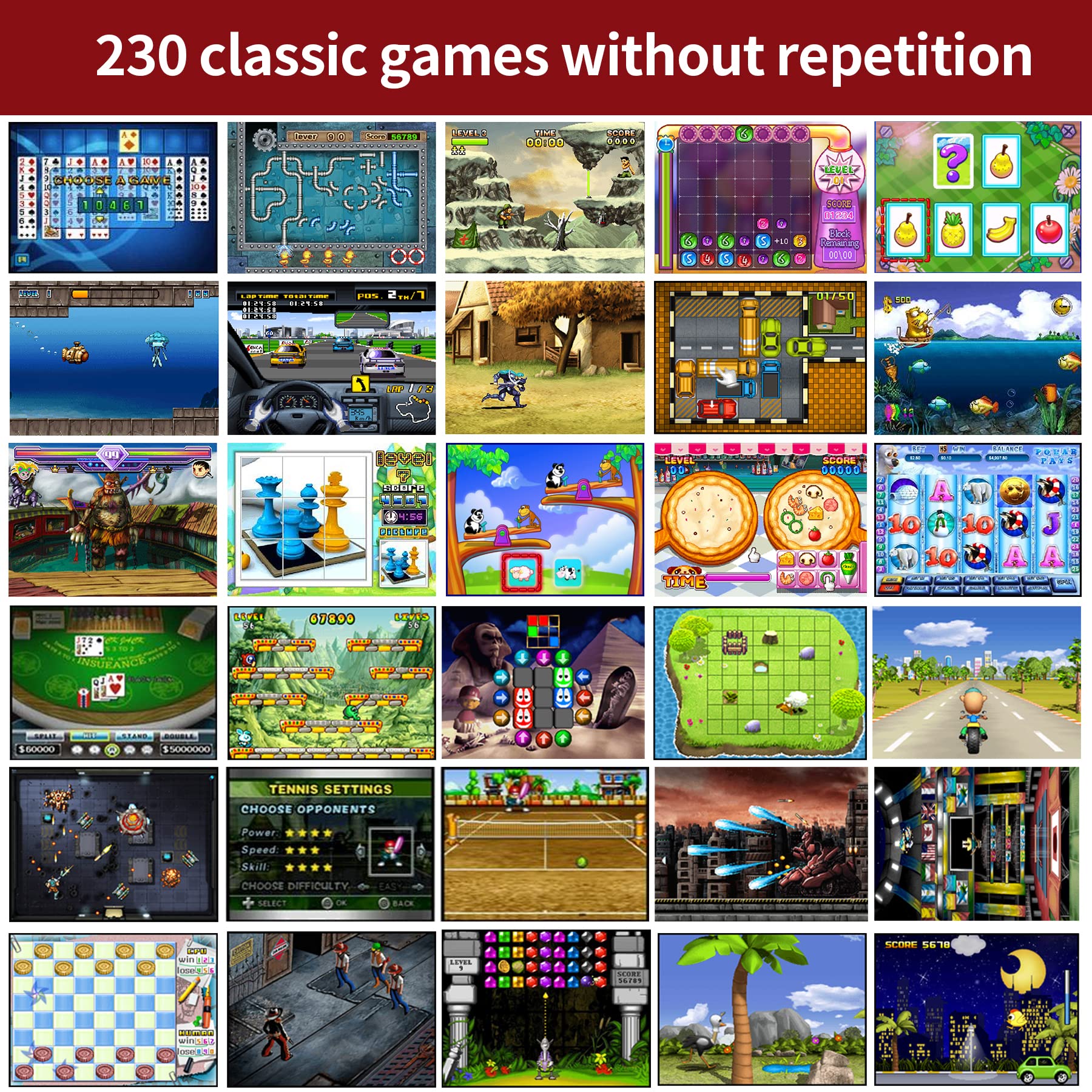 LUHYAUAN built-in 230 games for varied play styles.
