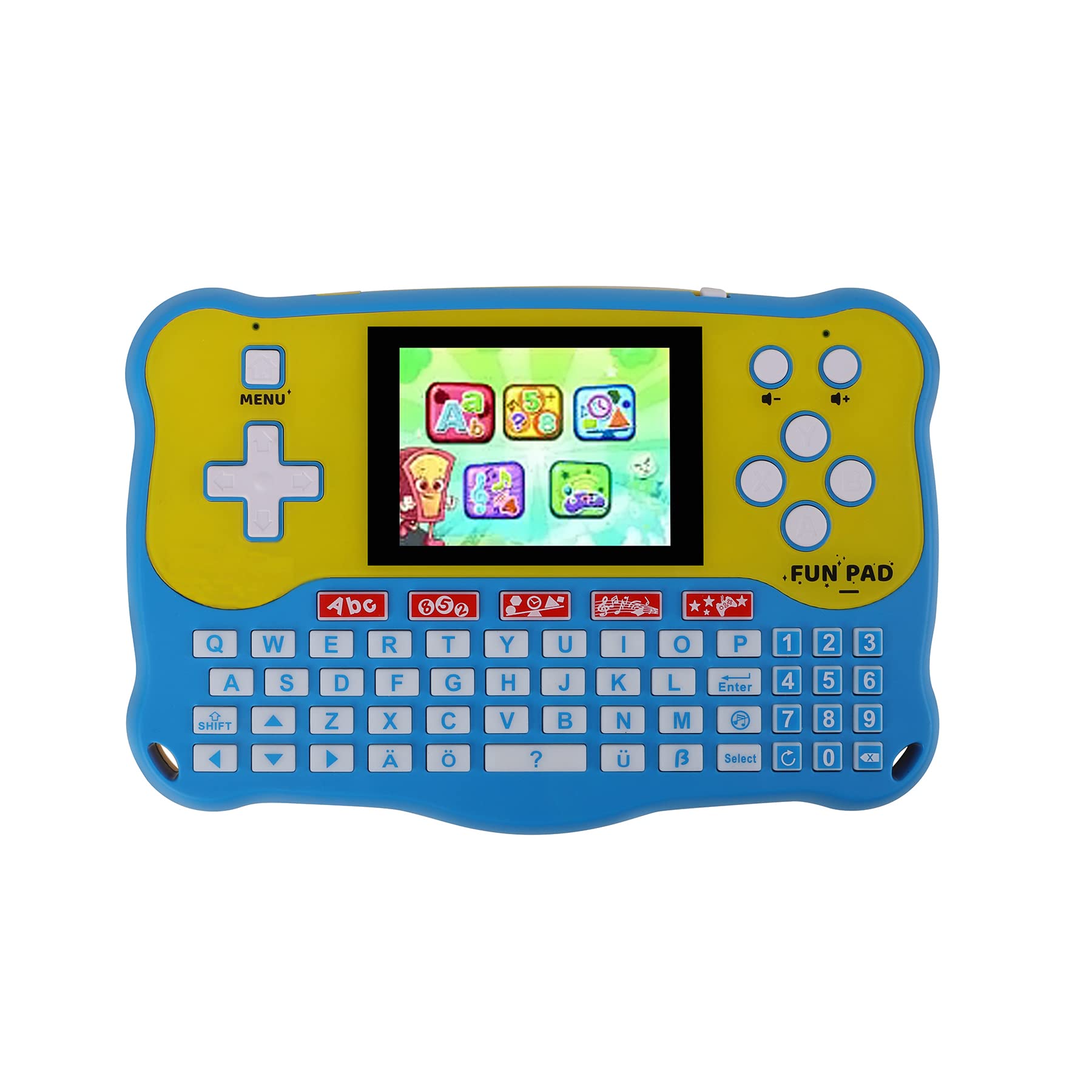 LUHYAUAN Kids Tablet front blue design supports portable learning.