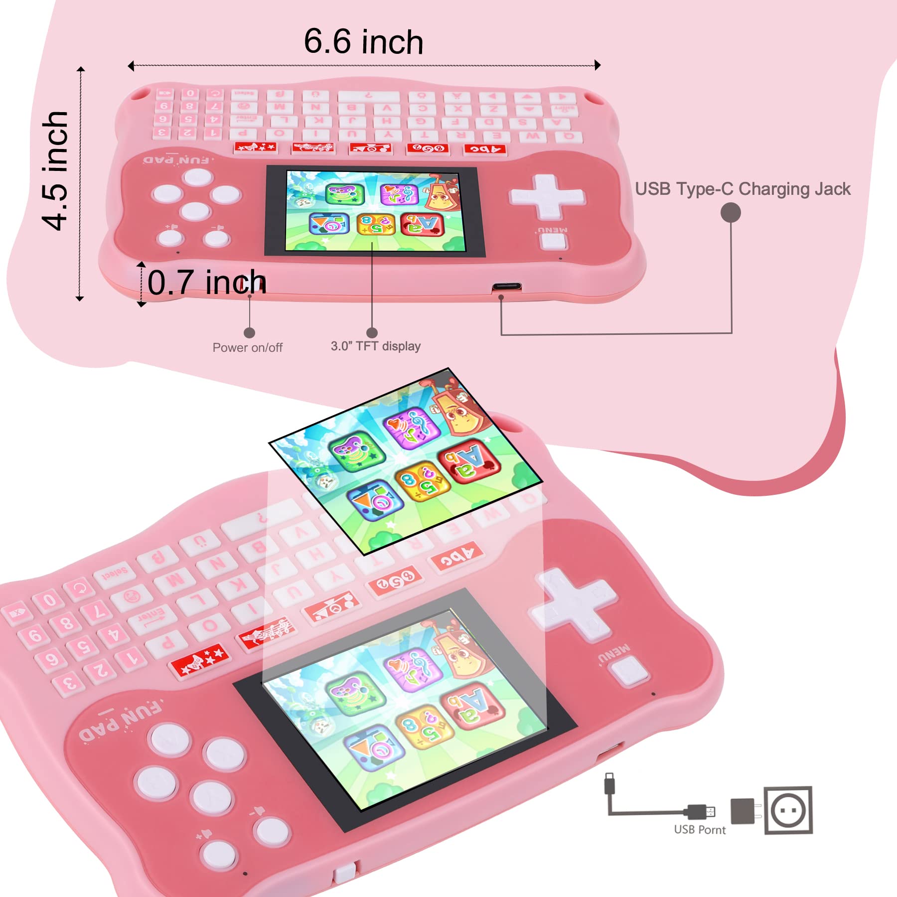 LUHYAUAN Kids Tablet rechargeable battery enables long use on trips