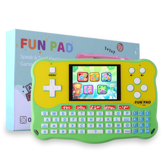 LUHYAUAN Kids Tablet home screen with ABCs and learning prompts