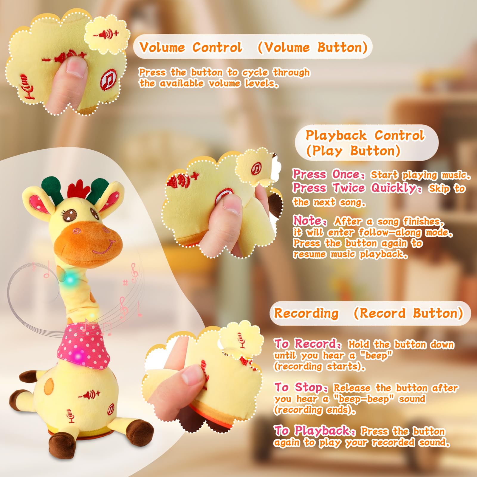 LUKETURE Giraffe Toy gift ready decor great for rooms.