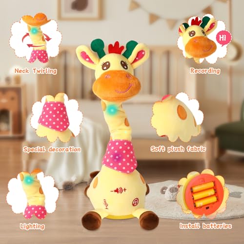 LUKETURE Giraffe Toy records and replays your voice for playful learning.