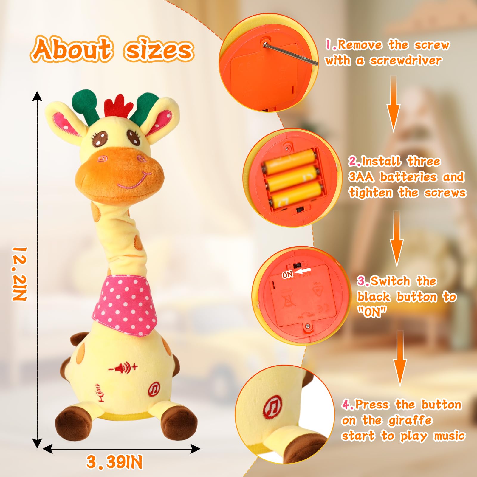 LUKETURE Giraffe Toy soft plush material ideal for hugs.