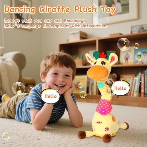 LUKETURE Giraffe Toy singing 10 songs to entertain and inspire music exploration.