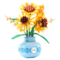 LUKHANG sunflower bouquet building set shows vibrant, long-lasting color for home decor.