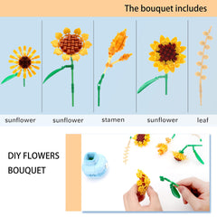 LUKHANG sunflower building set vase included for ready-to-display arrangement.