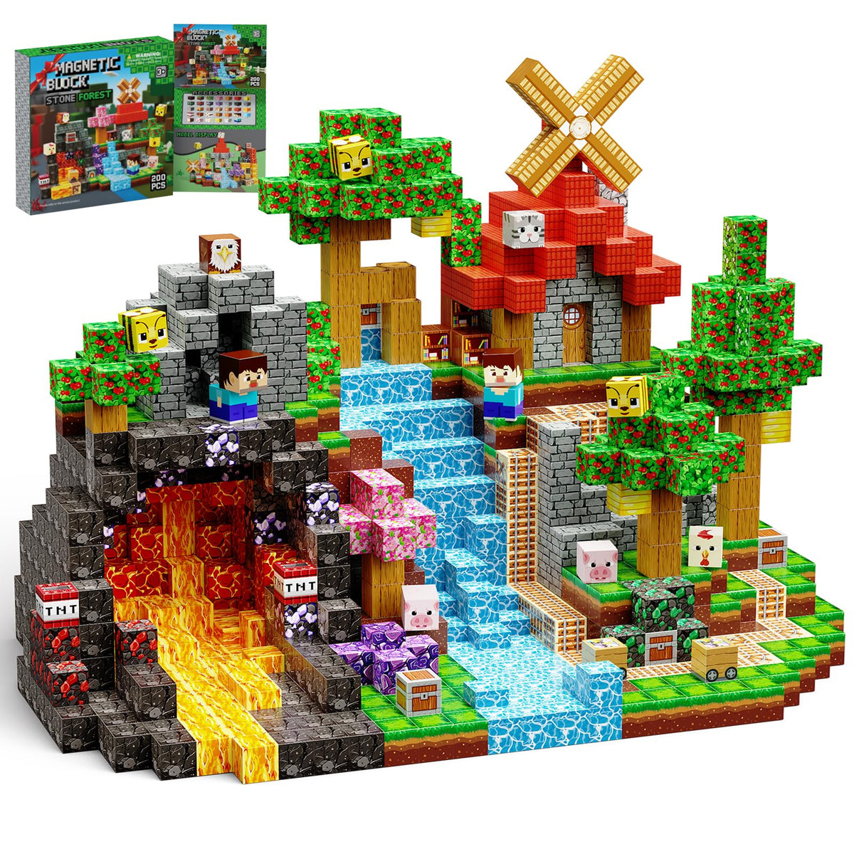 Lukoca forest 200pcs magnetic blocks close-up showing durable construction for playful learning.