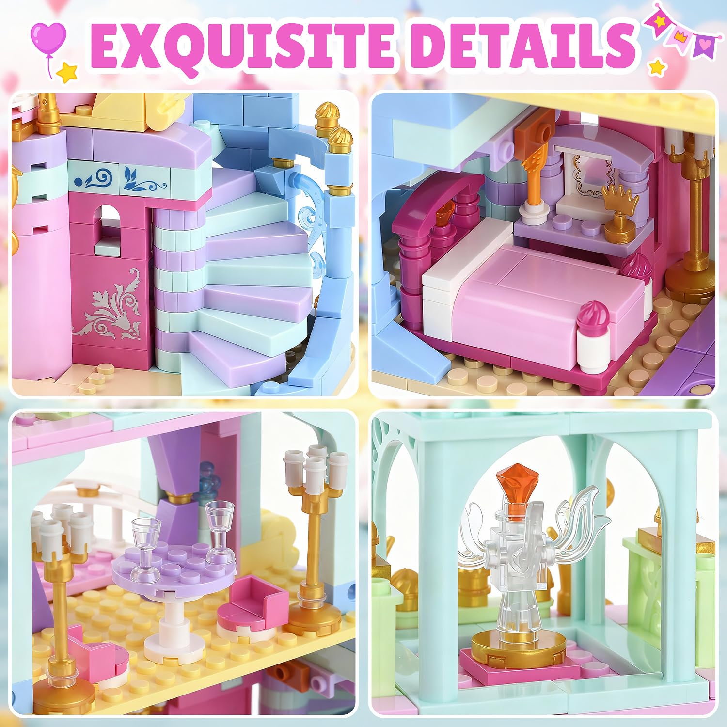 LullaBlock Princess Castle stairs and balcony for adventures