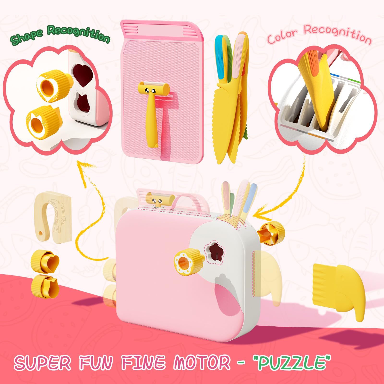 Lullulii kids cutting board wooden, portable set facilitates hands-on learning at home.