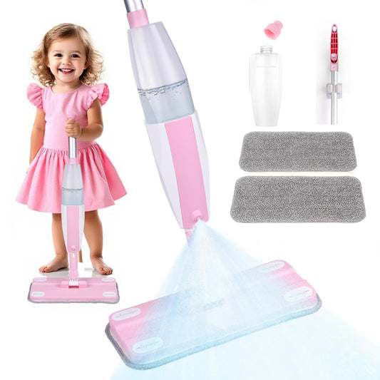 Lullulii Kids Spray Mop Bottle shows real spray action for pretend cleaning at home