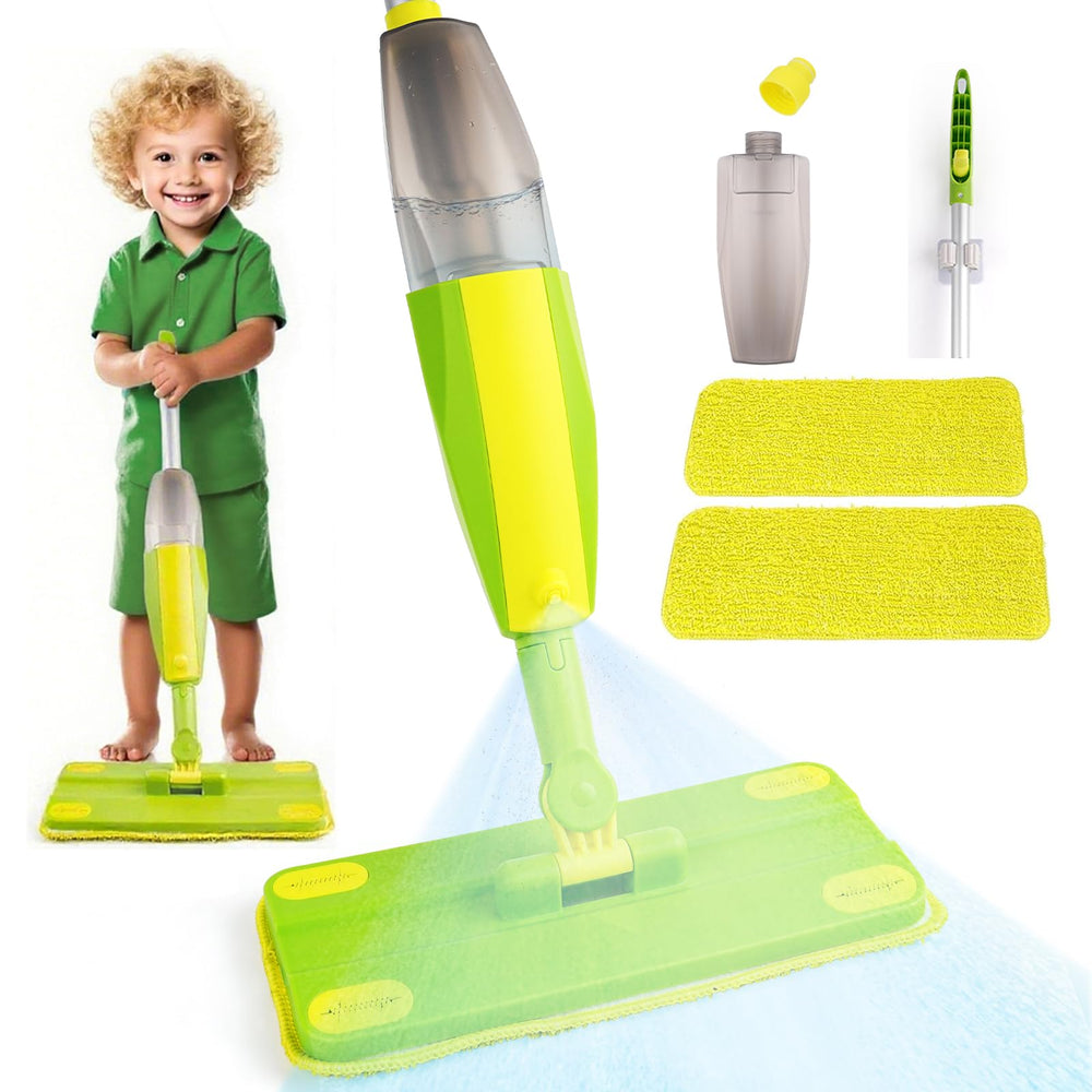 Lullulii kids spray mop bottle enables safe, water-based cleaning for toddlers.