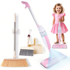 Lullulii Kids Spray Mop Pink showing a real working spray for pretend cleaning and learning.