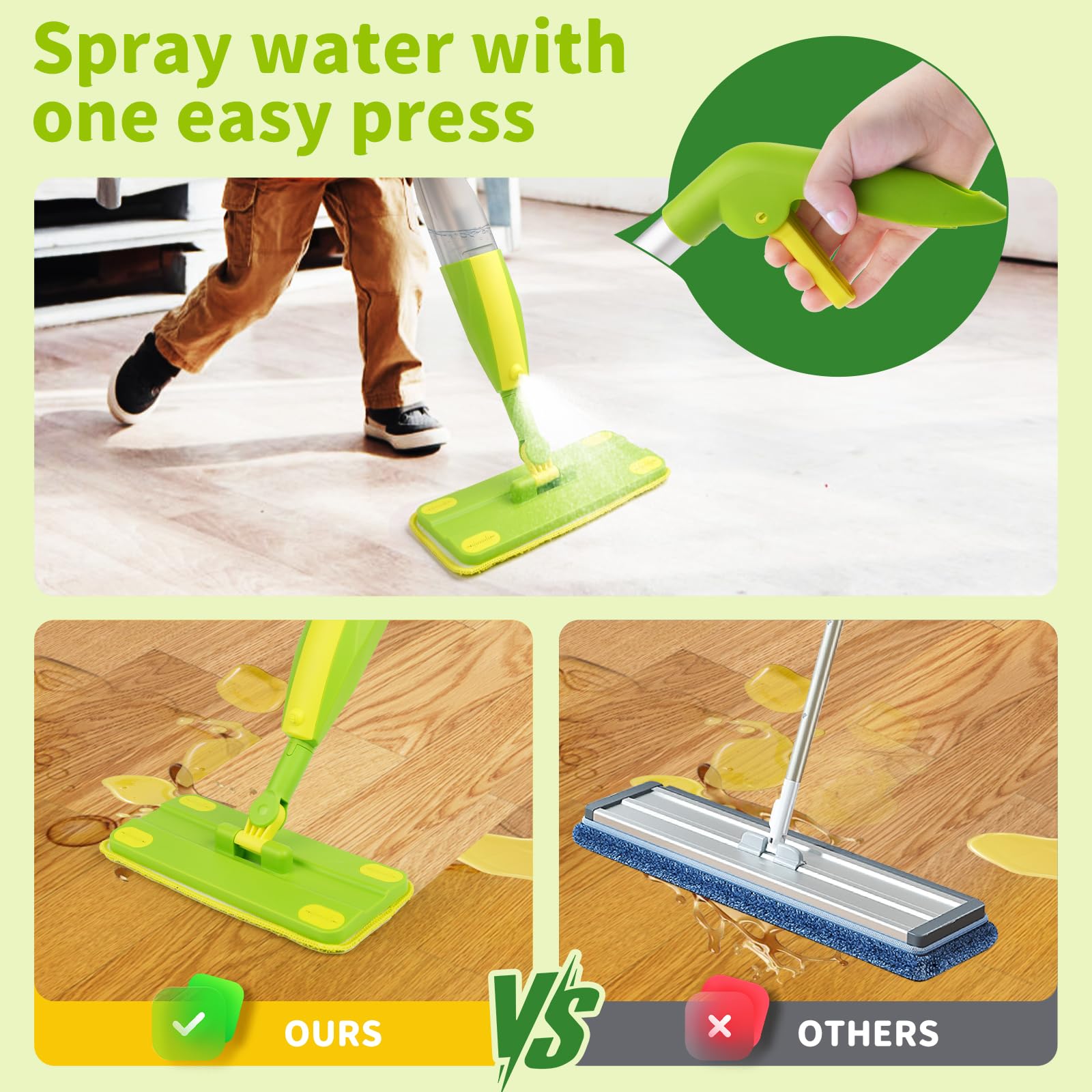 Lullulii mini mop with water tank mimics grown-up cleaning at home.