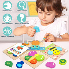 LURLIN butterfly puzzle piece invites tactile play with vibrant colors and patterns.