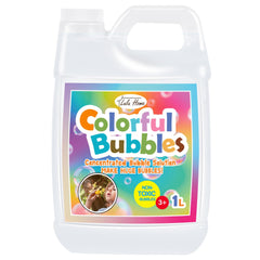 Lulu Home concentrated bubble solution bottle close-up for safe, kid-friendly refills.