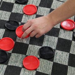 Lulu Home giant black checkers ready for a two-player challenge.
