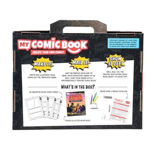 Lulu Jr. My Comic Book Making Kit guide book page offers clear steps for young creators.