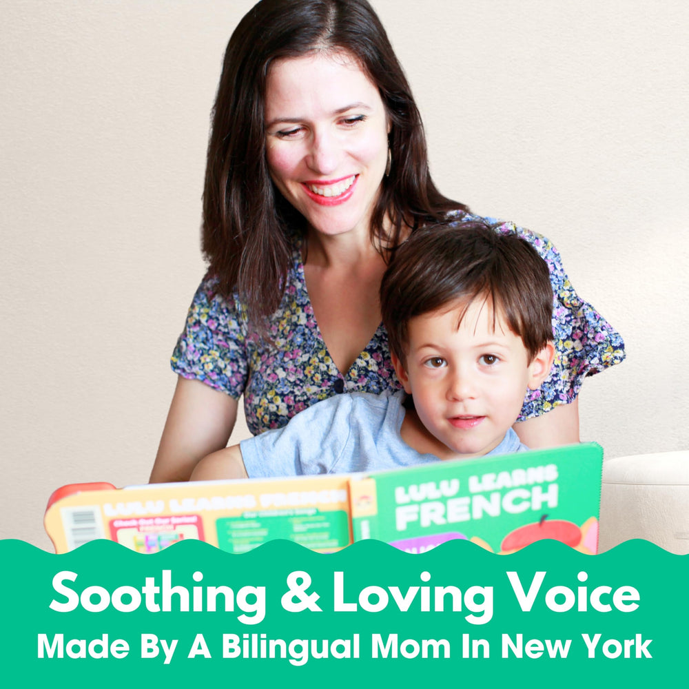 Lulu Learns French bilingual learning visuals blend English and French for easy word association.
